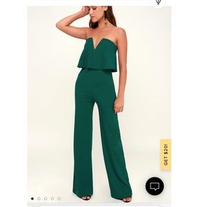 Emerald green strapless jumpsuit